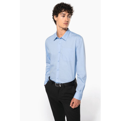 Men's long-sleeved cotton poplin shirt